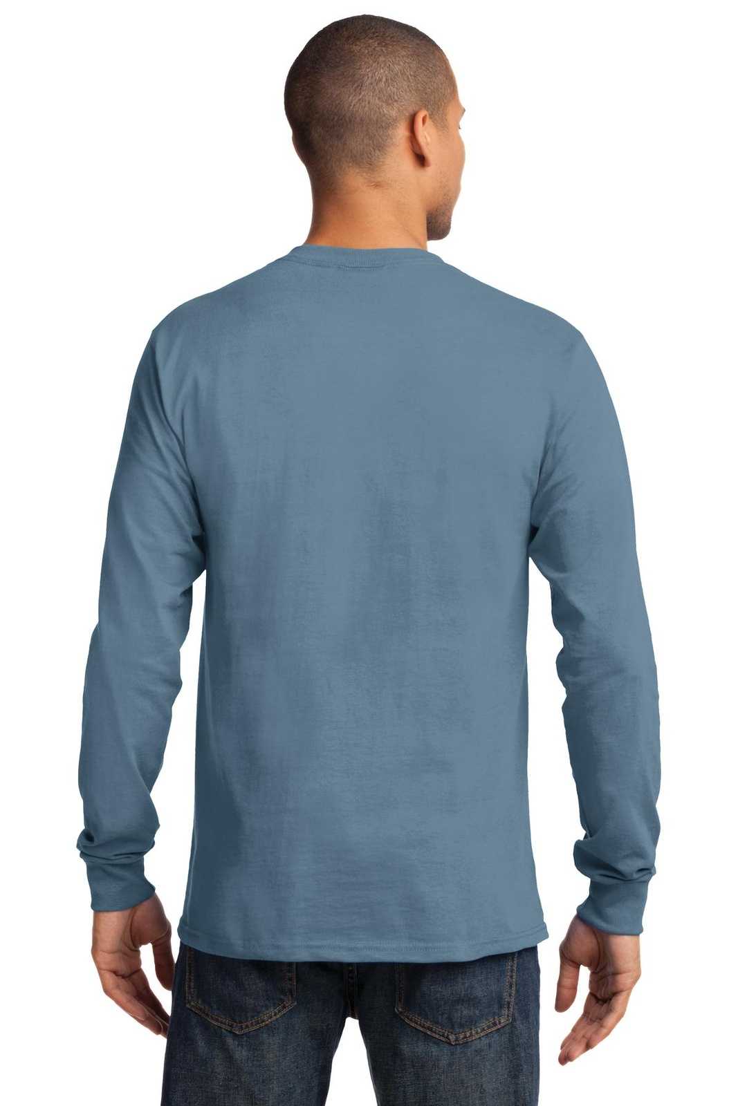 Port &amp; Company PC61LST Tall Long Sleeve Essential Tee - Stonewashed Blue - HIT a Double - 2