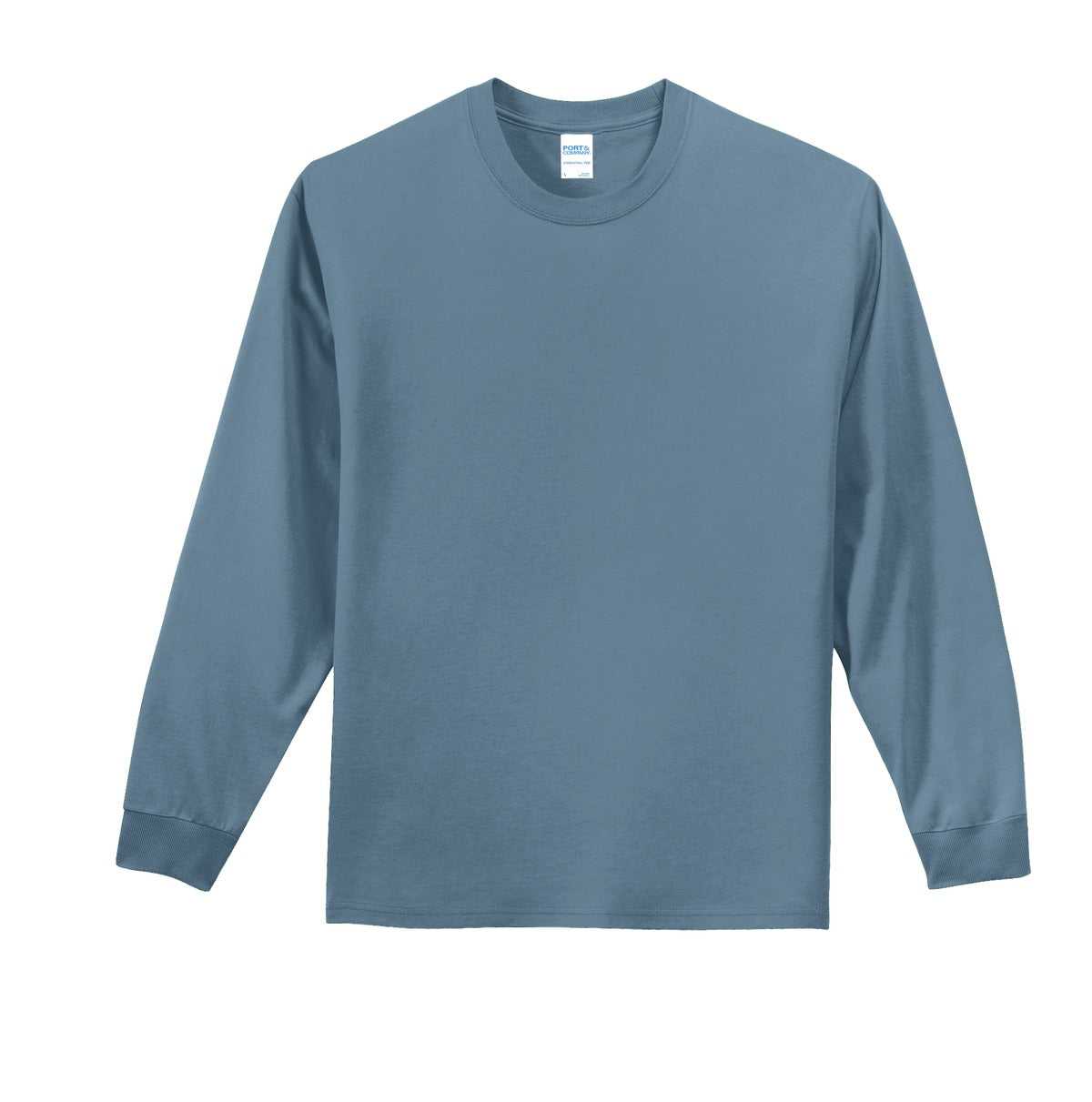 Port &amp; Company PC61LST Tall Long Sleeve Essential Tee - Stonewashed Blue - HIT a Double - 5