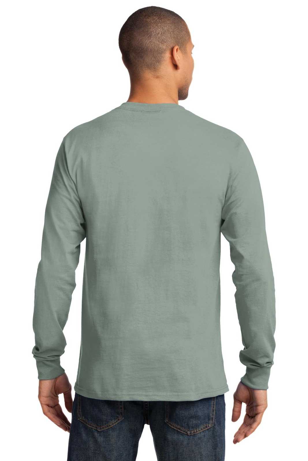 Port &amp; Company PC61LST Tall Long Sleeve Essential Tee - Stonewashed Green - HIT a Double - 2
