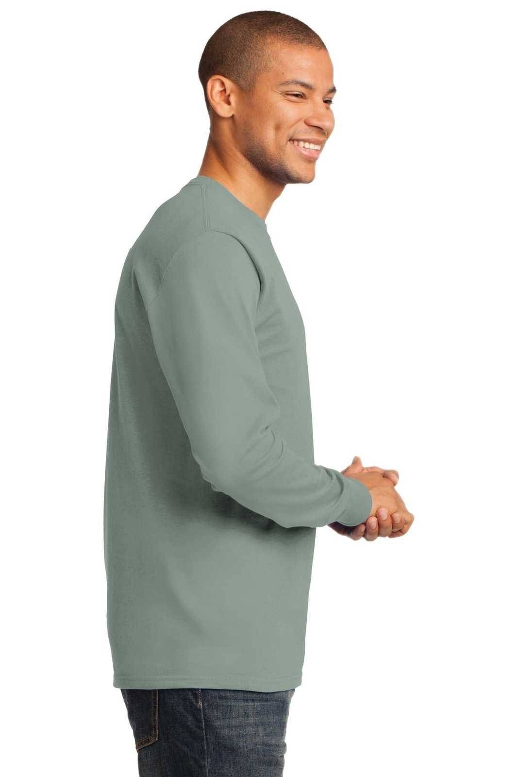 Port &amp; Company PC61LST Tall Long Sleeve Essential Tee - Stonewashed Green - HIT a Double - 3