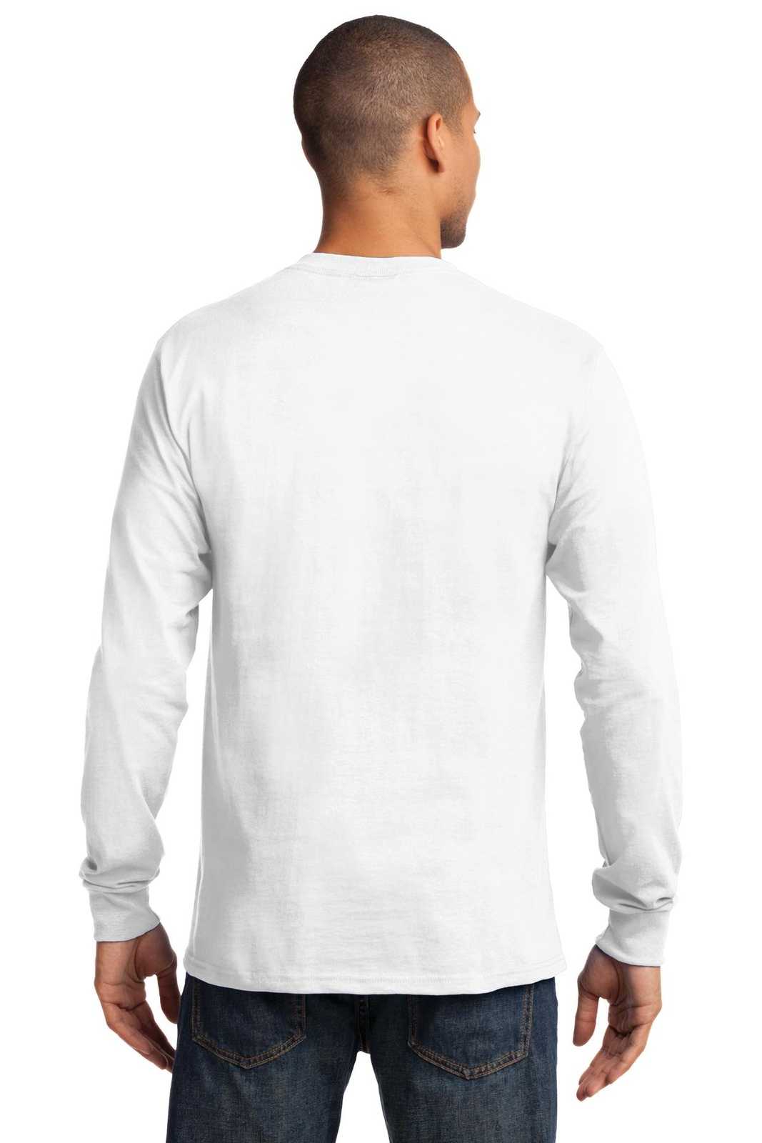 Port &amp; Company PC61LST Tall Long Sleeve Essential Tee - White - HIT a Double - 2
