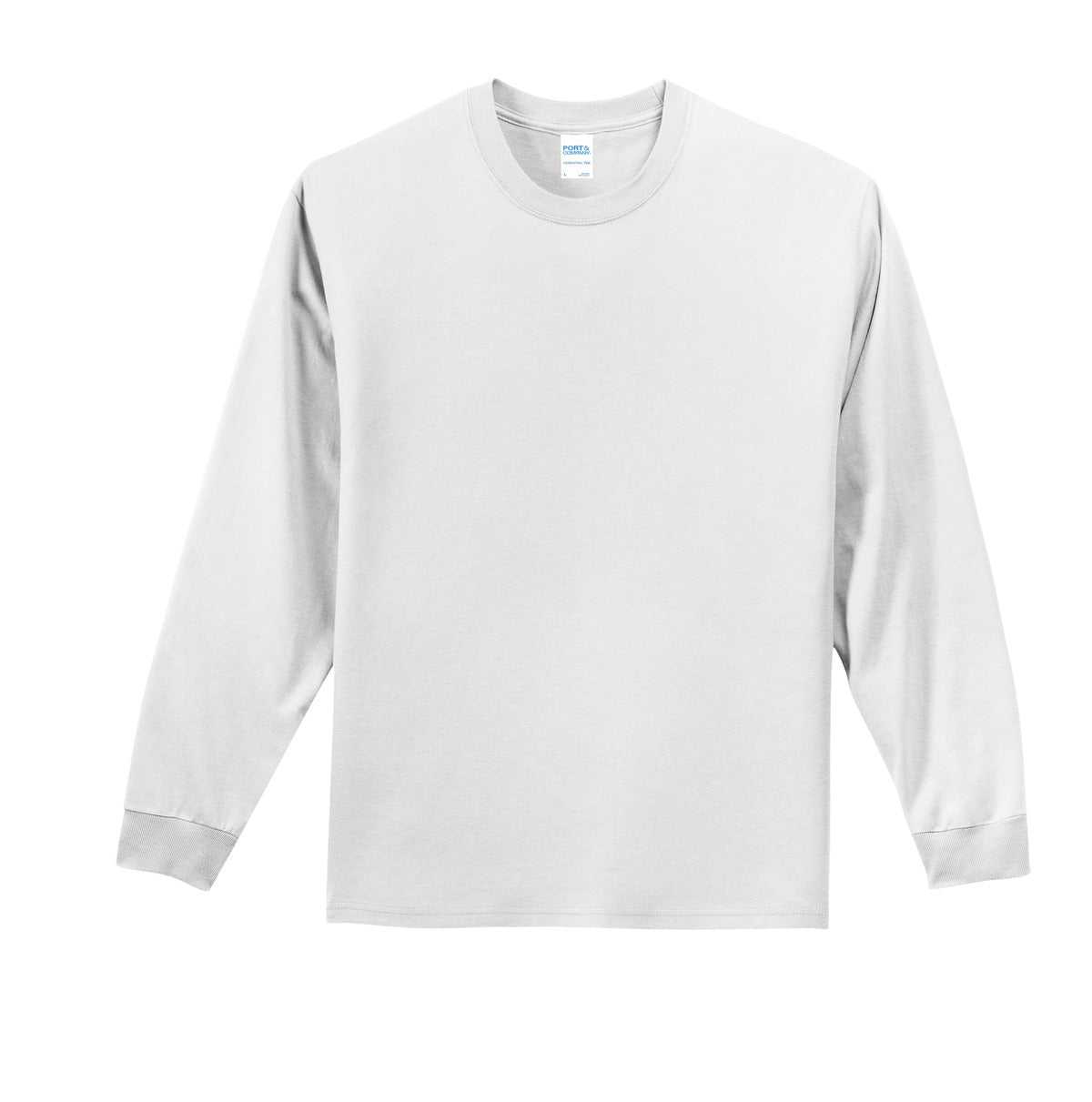 Port &amp; Company PC61LST Tall Long Sleeve Essential Tee - White - HIT a Double - 5