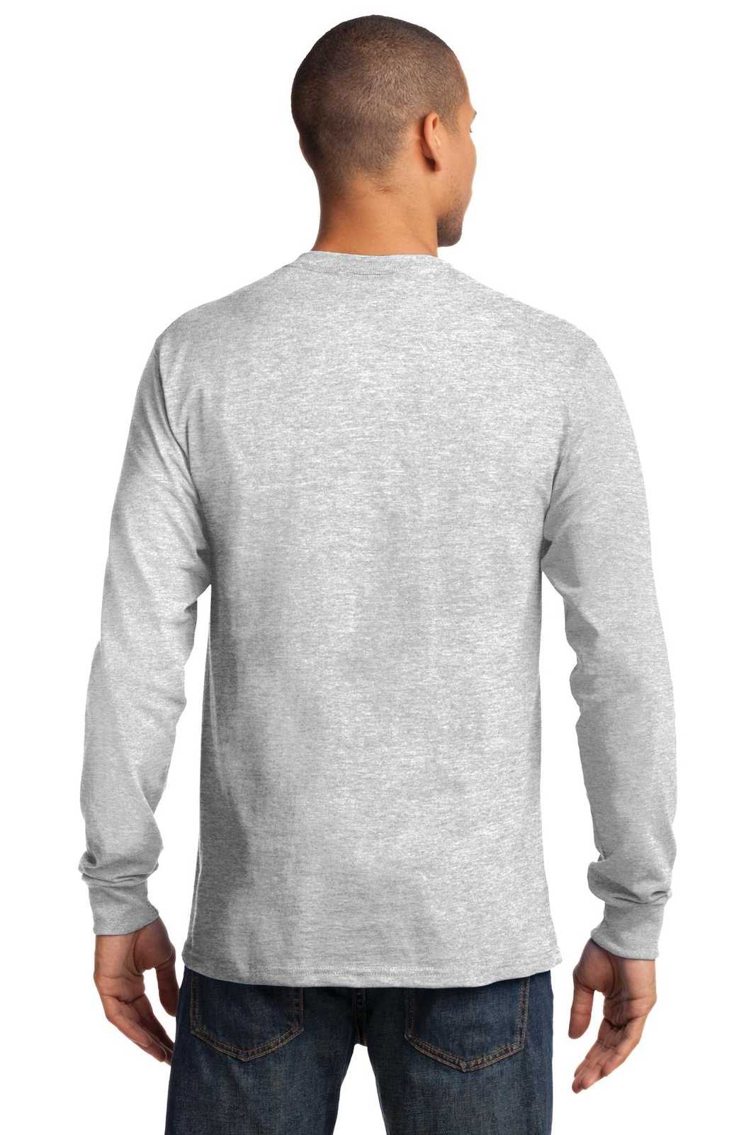 Port &amp; Company PC61LS Long Sleeve Essential Tee - Ash - HIT a Double - 2