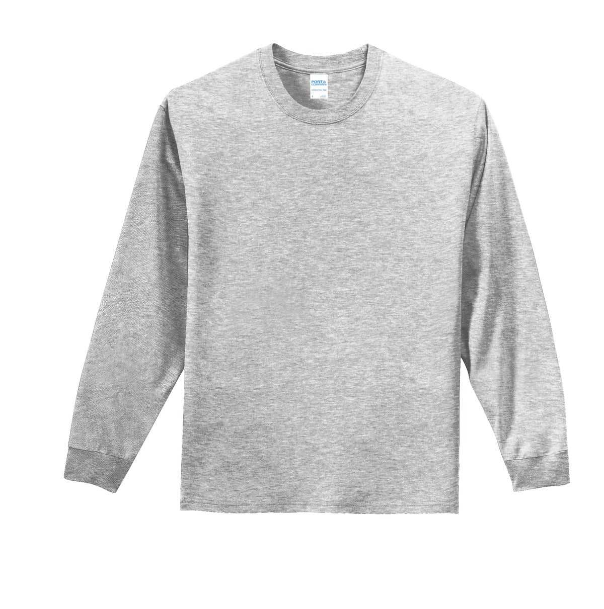 Port &amp; Company PC61LS Long Sleeve Essential Tee - Ash - HIT a Double - 5