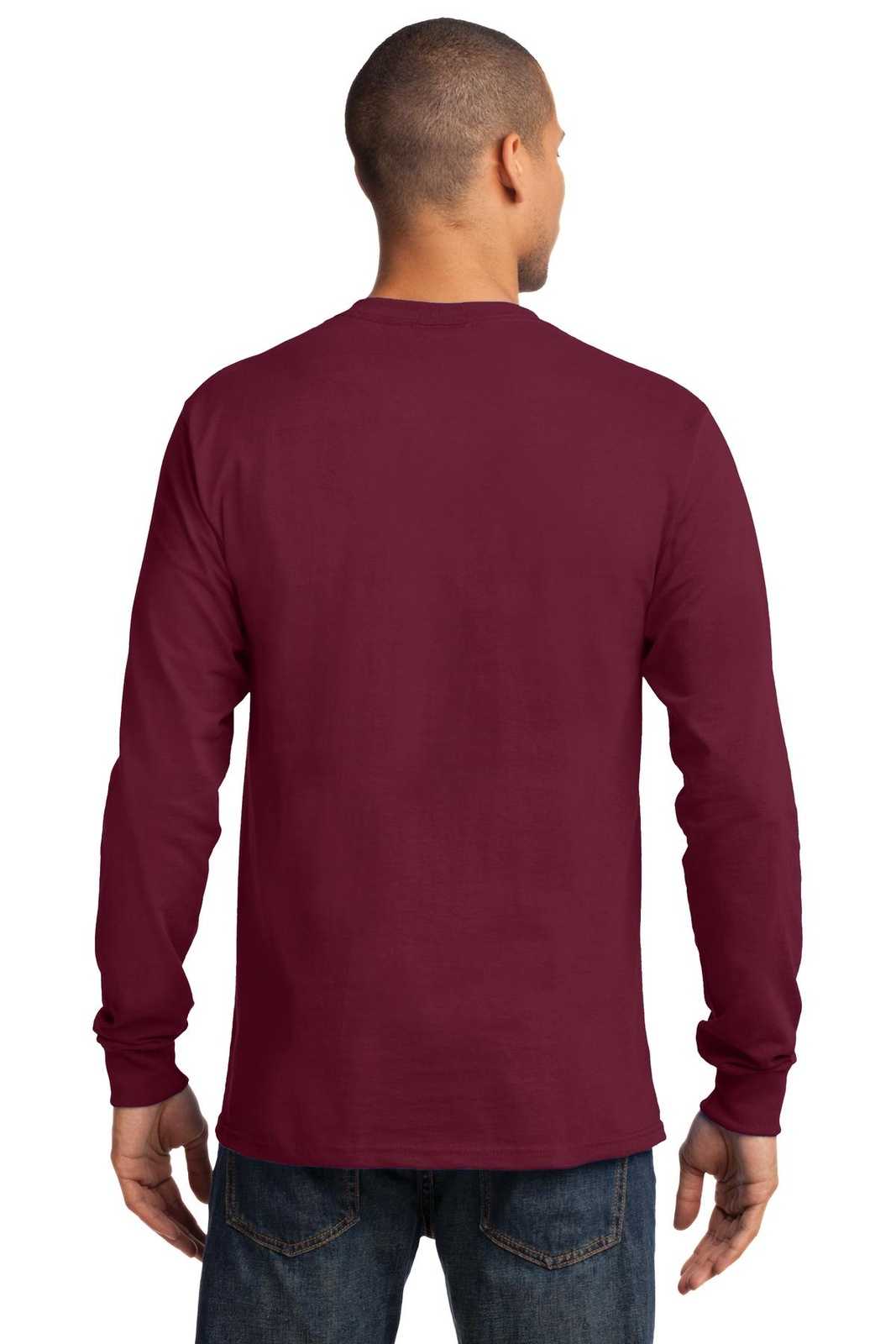 Port &amp; Company PC61LS Long Sleeve Essential Tee - Cardinal - HIT a Double - 2