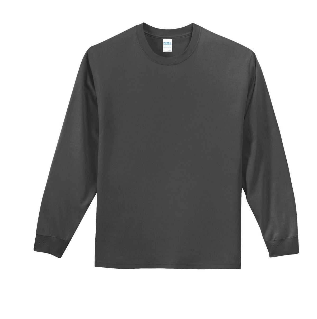 Port &amp; Company PC61LS Long Sleeve Essential Tee - Charcoal - HIT a Double - 5