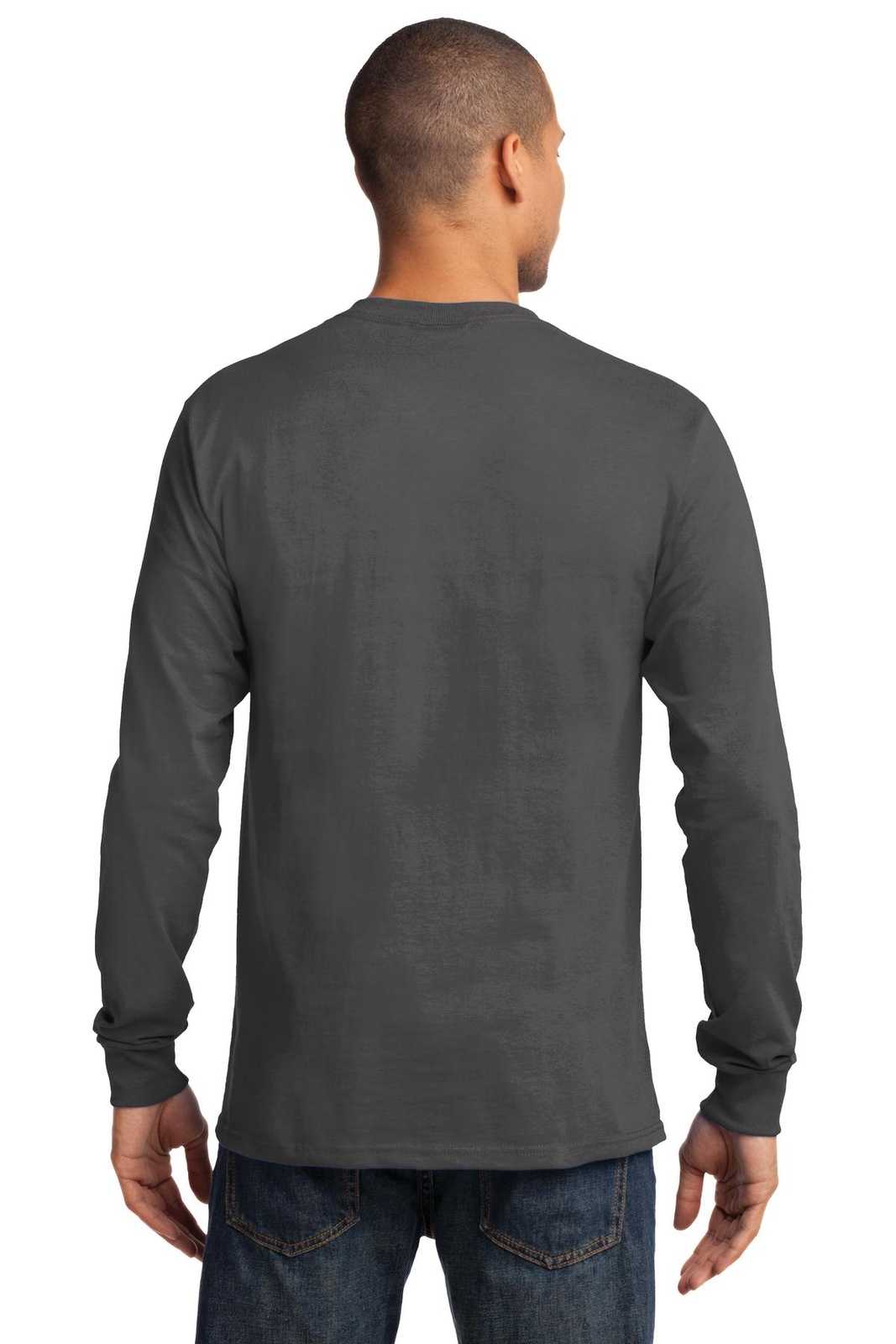 Port &amp; Company PC61LS Long Sleeve Essential Tee - Charcoal - HIT a Double - 2