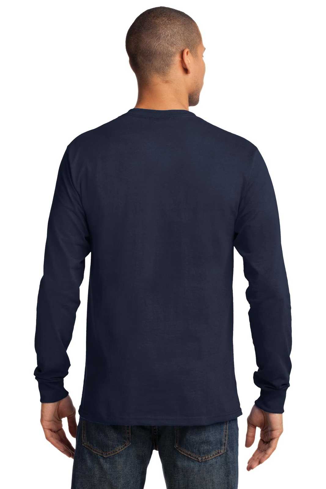 Port &amp; Company PC61LS Long Sleeve Essential Tee - Deep Navy - HIT a Double - 2