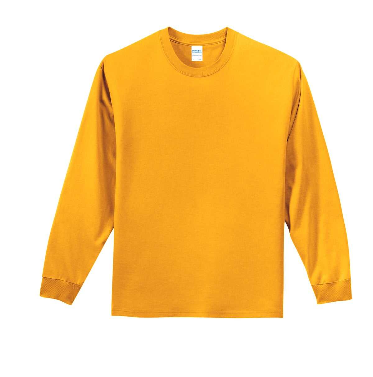 Port &amp; Company PC61LS Long Sleeve Essential Tee - Gold - HIT a Double - 5