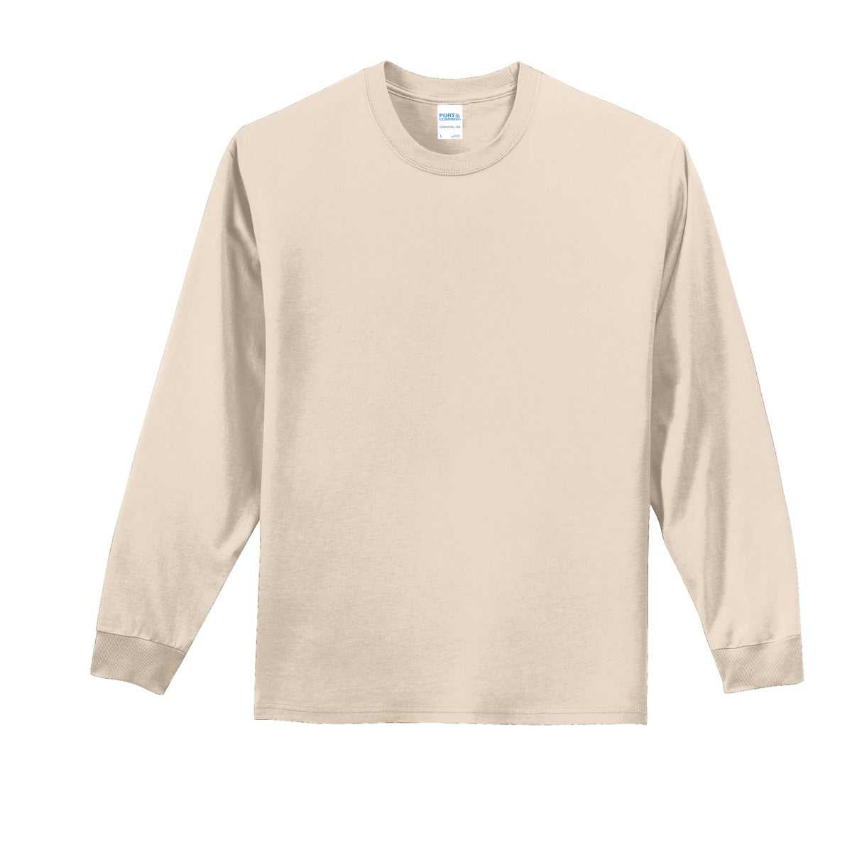 Port &amp; Company PC61LS Long Sleeve Essential Tee - Natural - HIT a Double - 5