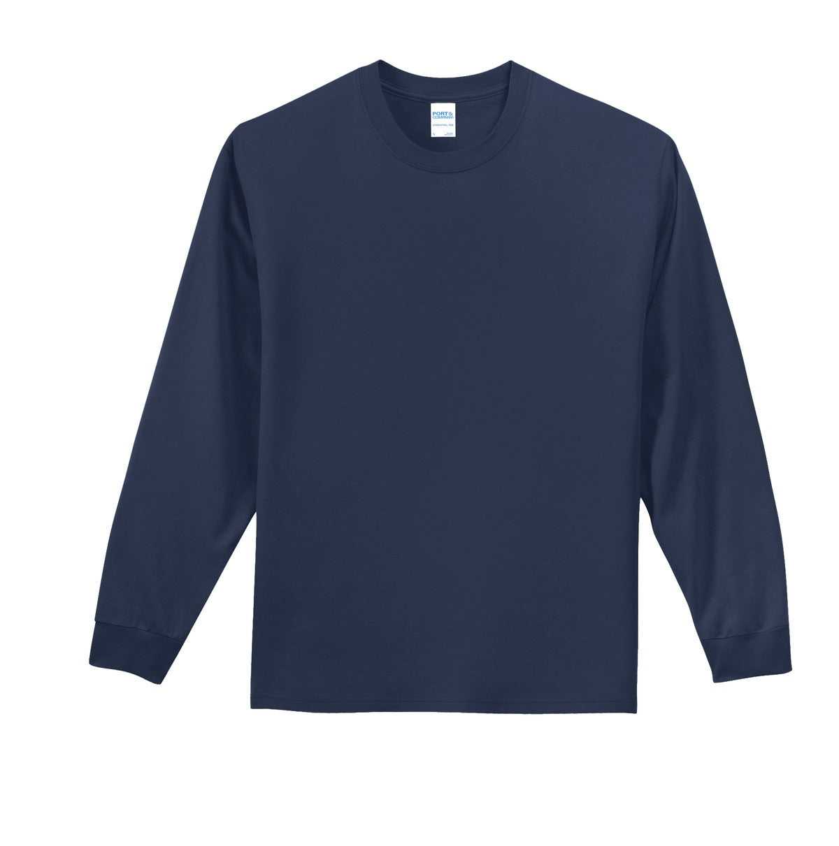 Port &amp; Company PC61LS Long Sleeve Essential Tee - Navy - HIT a Double - 5