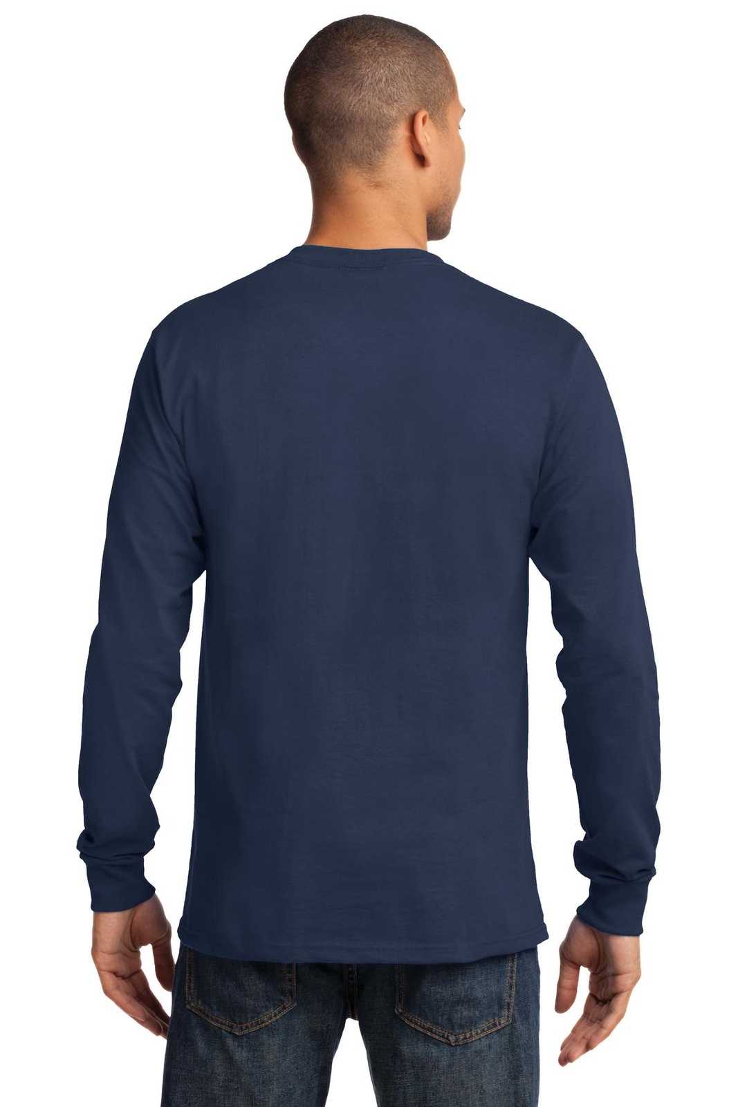 Port & Company PC61LS Long Sleeve Essential Tee - Navy - HIT a Double - 1