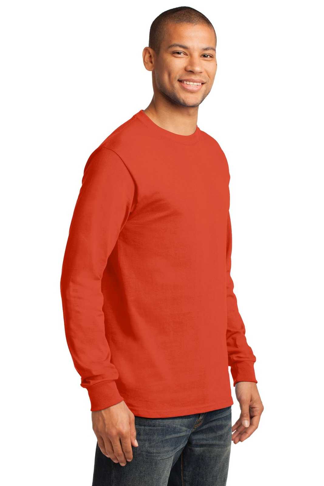 Port &amp; Company PC61LS Long Sleeve Essential Tee - Orange - HIT a Double - 4