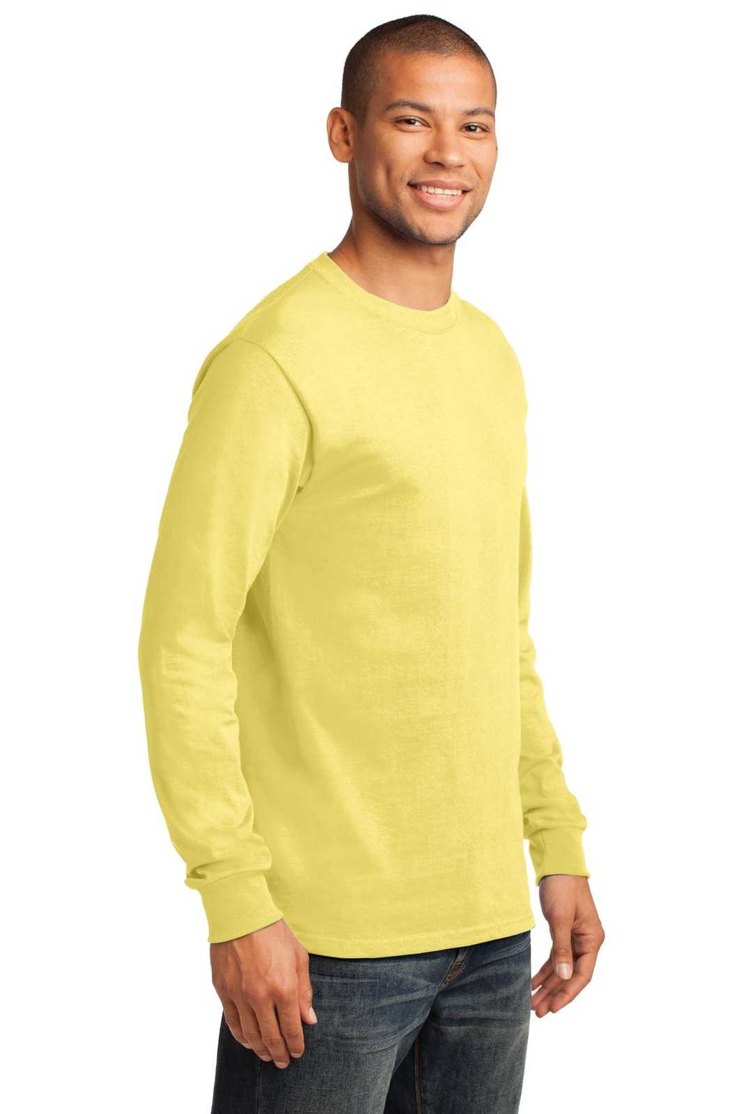 Port &amp; Company PC61LS Long Sleeve Essential Tee - Yellow - HIT a Double - 4