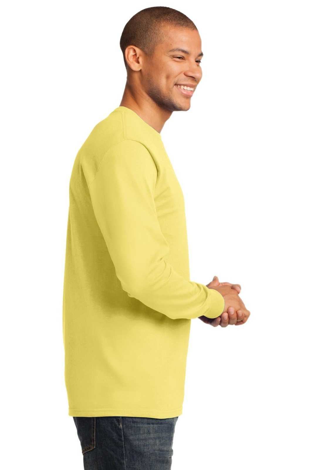 Port &amp; Company PC61LS Long Sleeve Essential Tee - Yellow - HIT a Double - 3