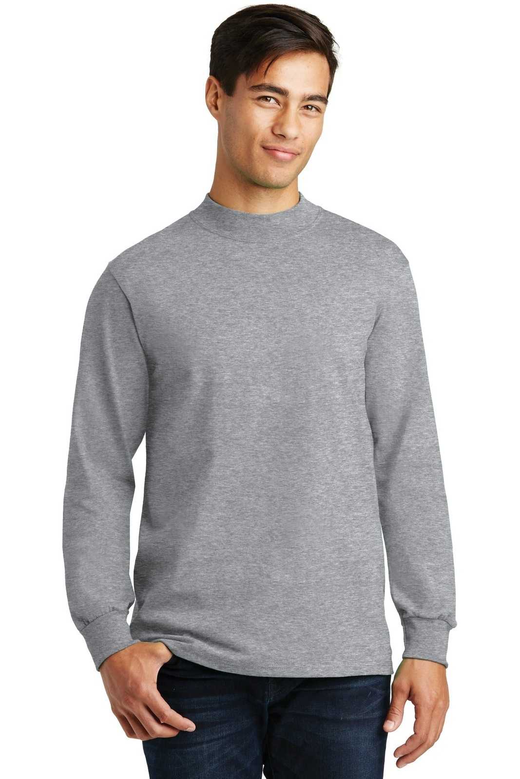 Port &amp; Company PC61M Essential Mock Turtleneck - Athletic Heather - HIT a Double - 1