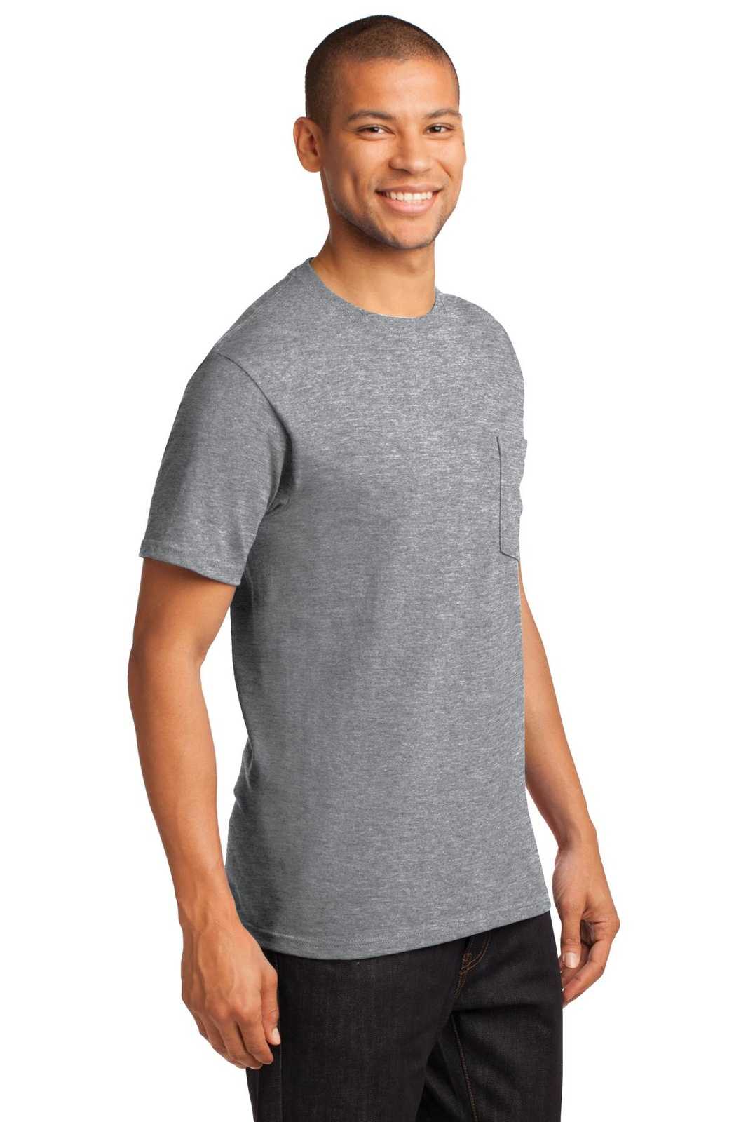 Port &amp; Company PC61PT Tall Essential Pocket Tee - Athletic Heather - HIT a Double - 4