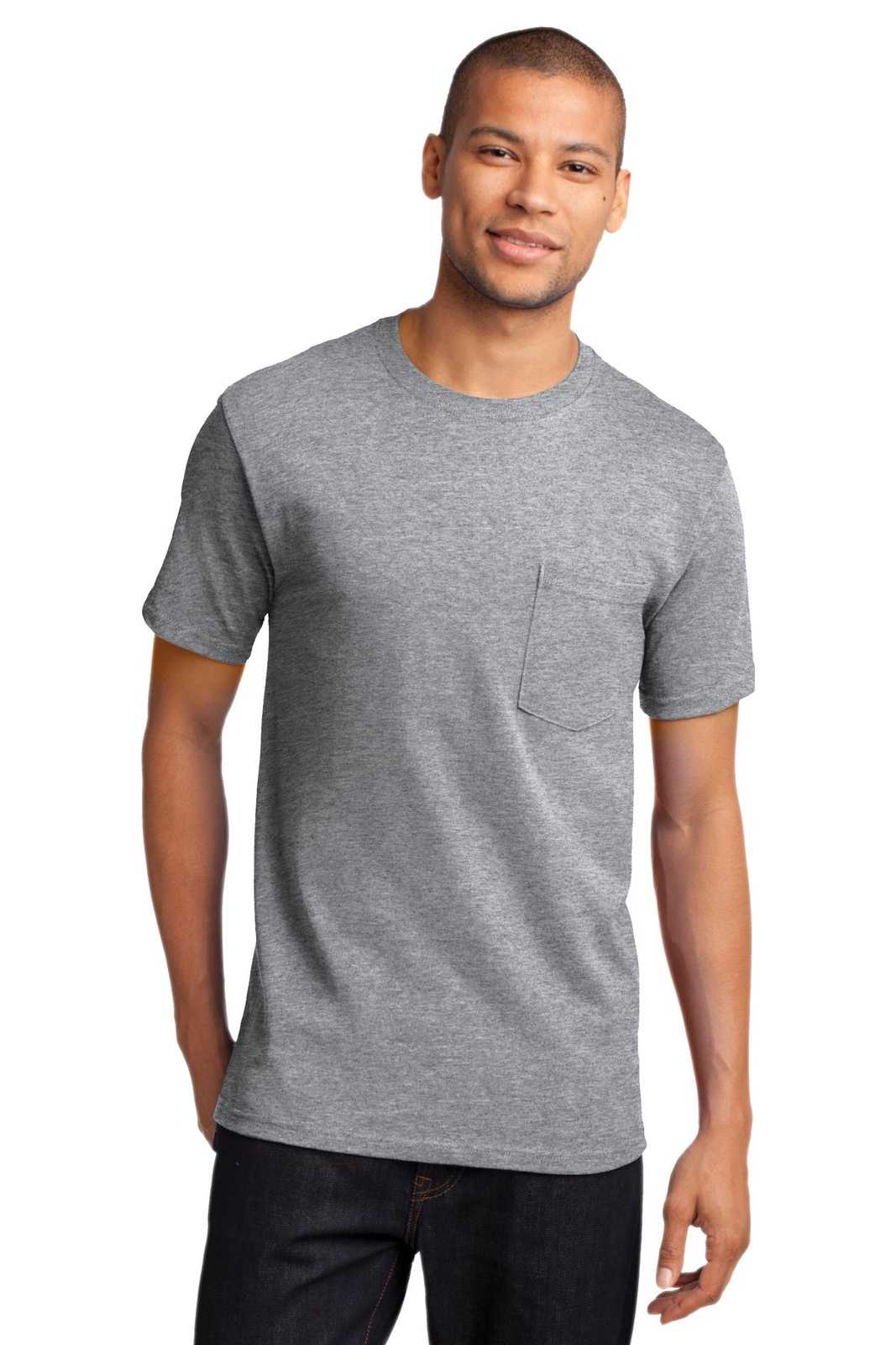 Port &amp; Company PC61PT Tall Essential Pocket Tee - Athletic Heather - HIT a Double - 1