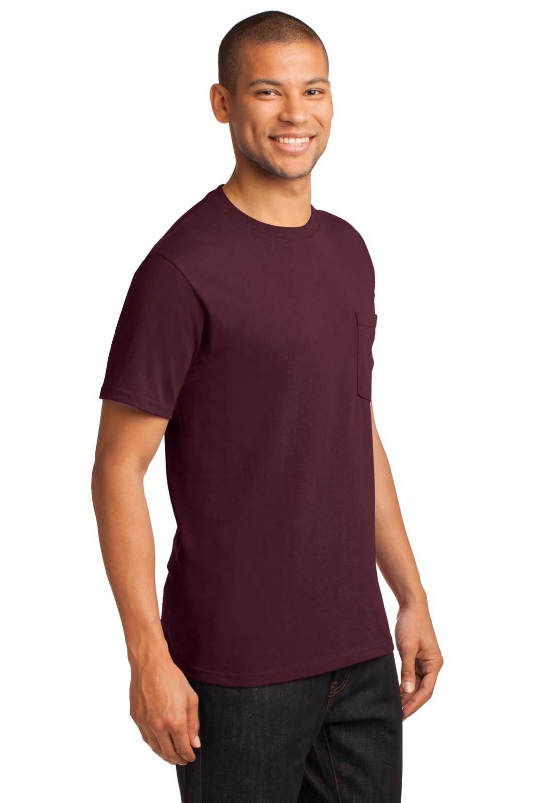 Port &amp; Company PC61PT Tall Essential Pocket Tee - Athletic Maroon - HIT a Double - 4