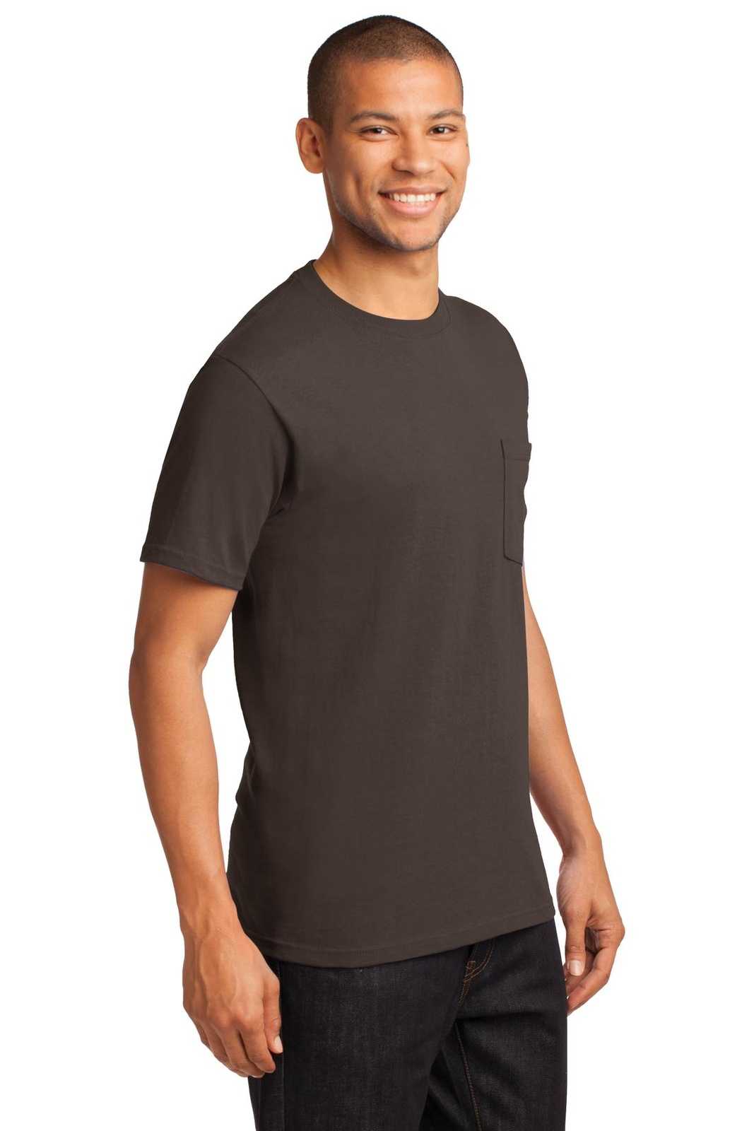 Port &amp; Company PC61PT Tall Essential Pocket Tee - Brown - HIT a Double - 4