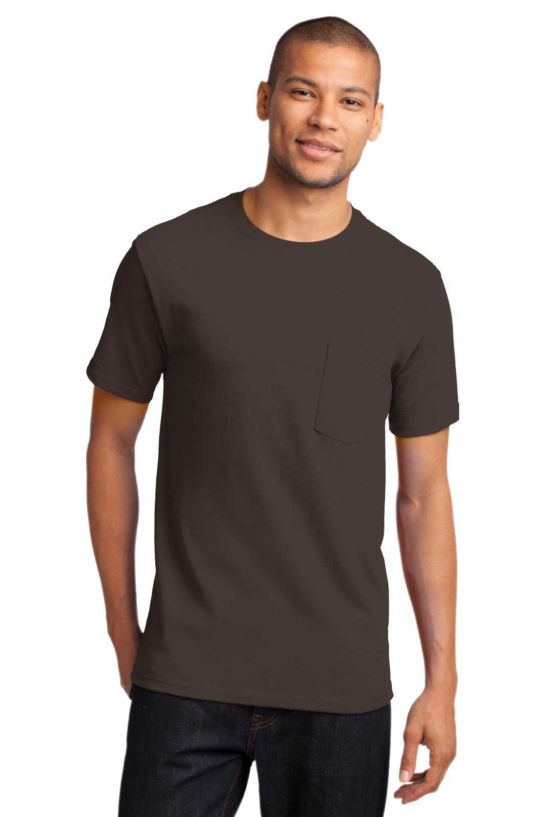 Port &amp; Company PC61PT Tall Essential Pocket Tee - Brown - HIT a Double - 1