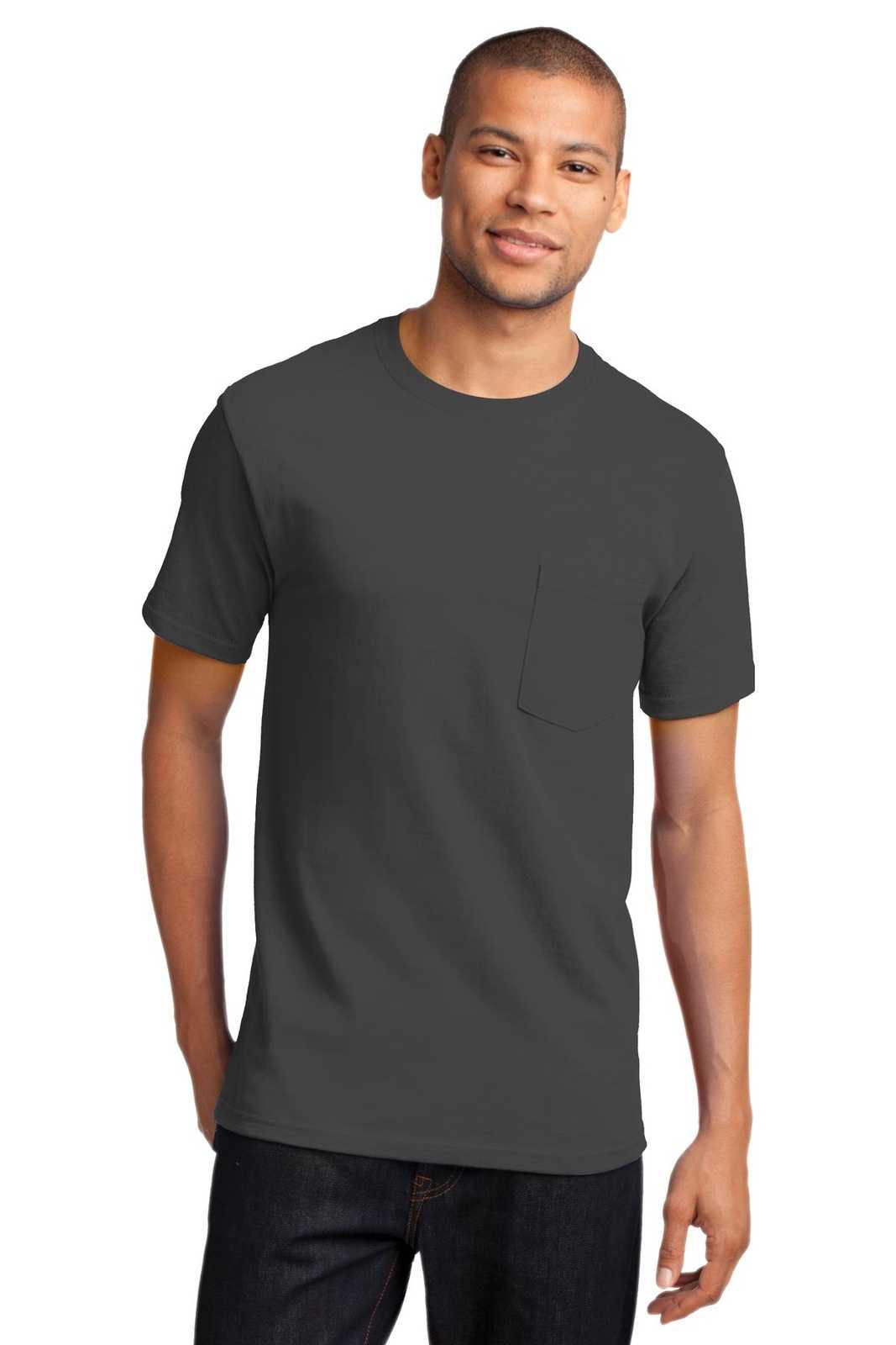 Port &amp; Company PC61PT Tall Essential Pocket Tee - Charcoal - HIT a Double - 1