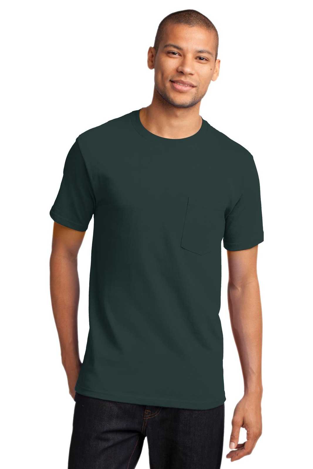 Port &amp; Company PC61PT Tall Essential Pocket Tee - Dark Green - HIT a Double - 1