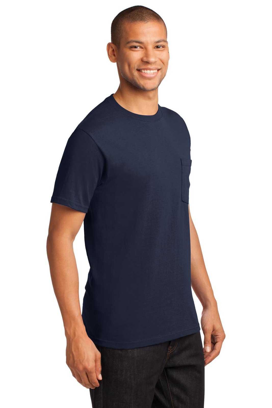 Port &amp; Company PC61PT Tall Essential Pocket Tee - Deep Navy - HIT a Double - 4