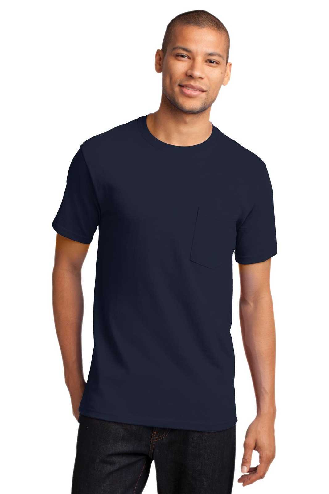 Port &amp; Company PC61PT Tall Essential Pocket Tee - Deep Navy - HIT a Double - 1