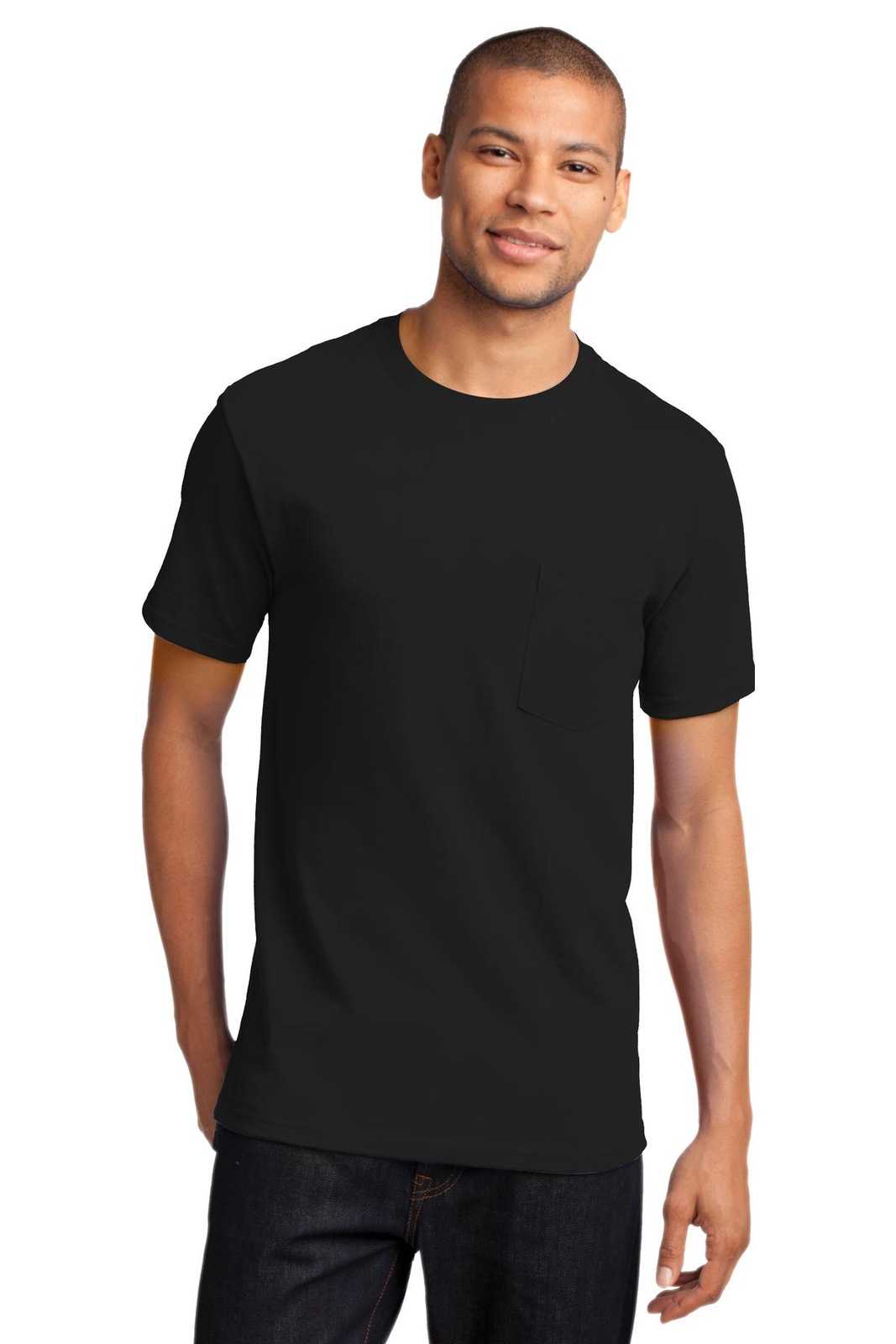 Port &amp; Company PC61PT Tall Essential Pocket Tee - Jet Black - HIT a Double - 1