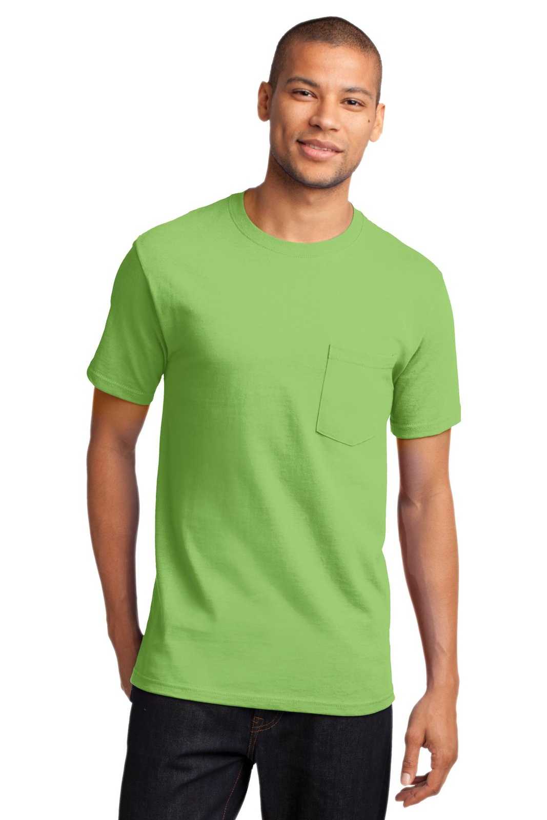 Port &amp; Company PC61PT Tall Essential Pocket Tee - Lime - HIT a Double - 1