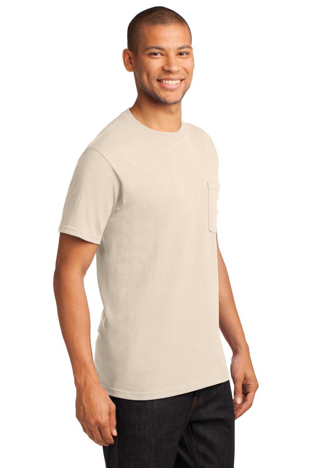 Port &amp; Company PC61PT Tall Essential Pocket Tee - Natural - HIT a Double - 4