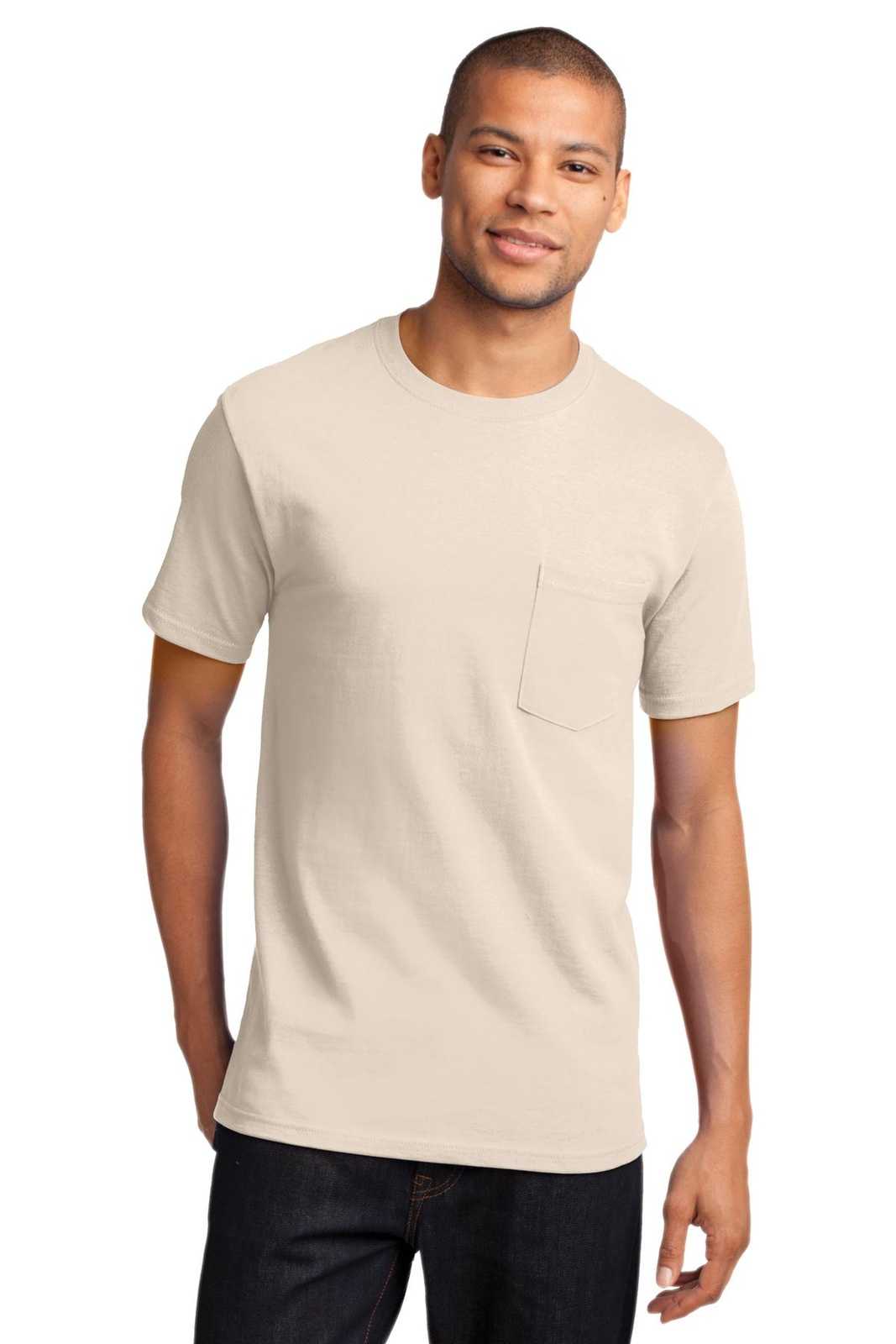 Port &amp; Company PC61PT Tall Essential Pocket Tee - Natural - HIT a Double - 1