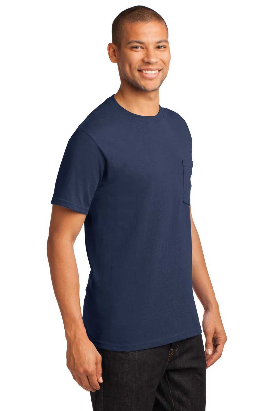 Port &amp; Company PC61PT Tall Essential Pocket Tee - Navy - HIT a Double - 4