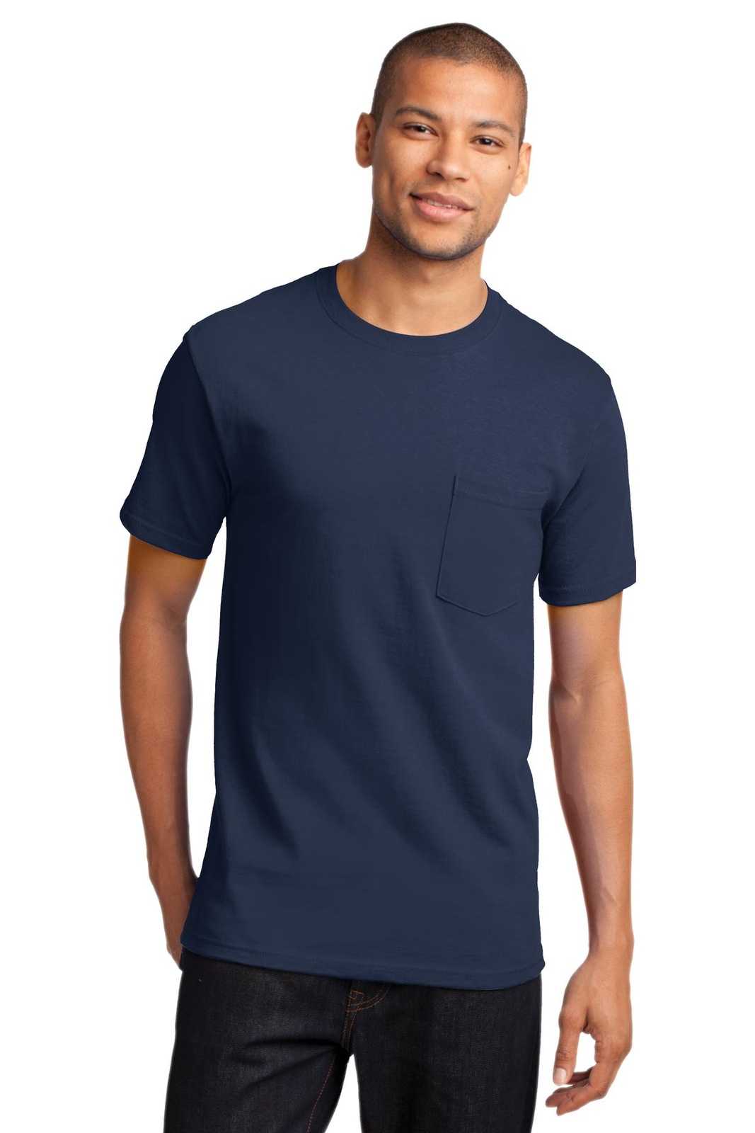 Port &amp; Company PC61PT Tall Essential Pocket Tee - Navy - HIT a Double - 1