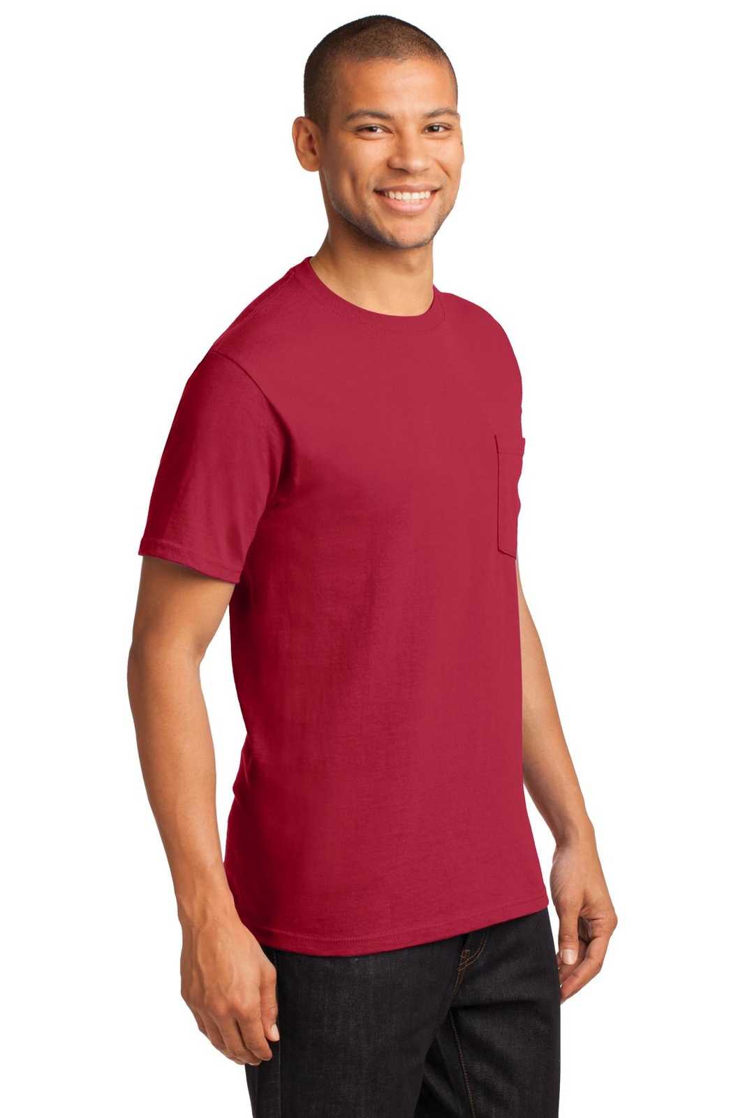 Port &amp; Company PC61PT Tall Essential Pocket Tee - Red - HIT a Double - 4