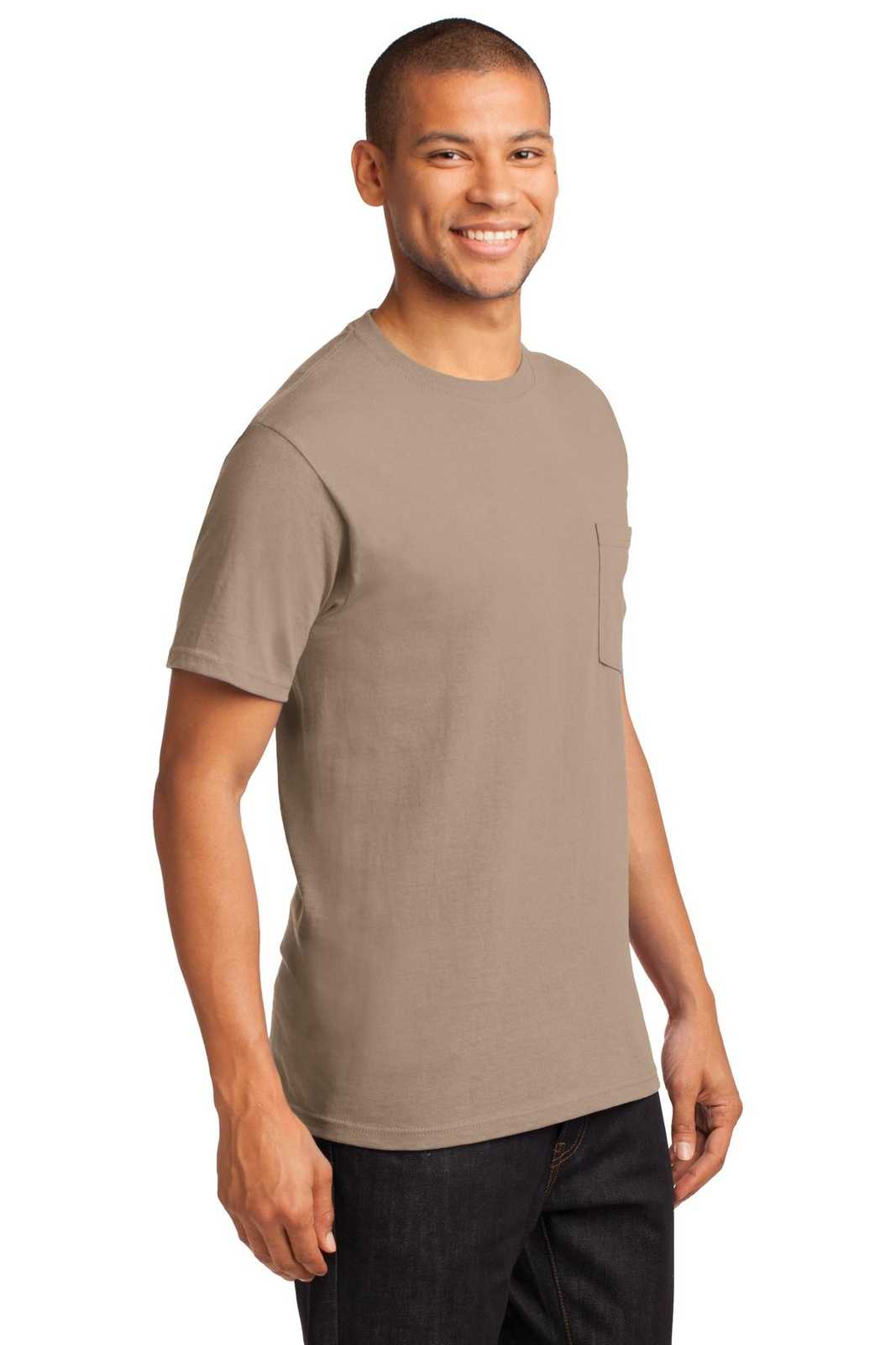 Port &amp; Company PC61PT Tall Essential Pocket Tee - Sand - HIT a Double - 4