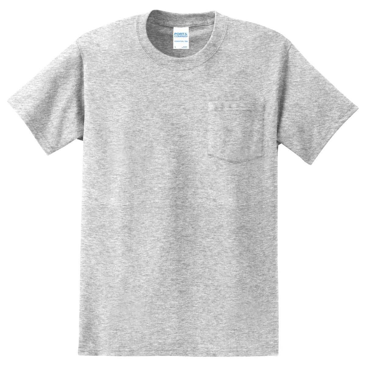 Port &amp; Company PC61P Essential Pocket Tee - Ash - HIT a Double - 5