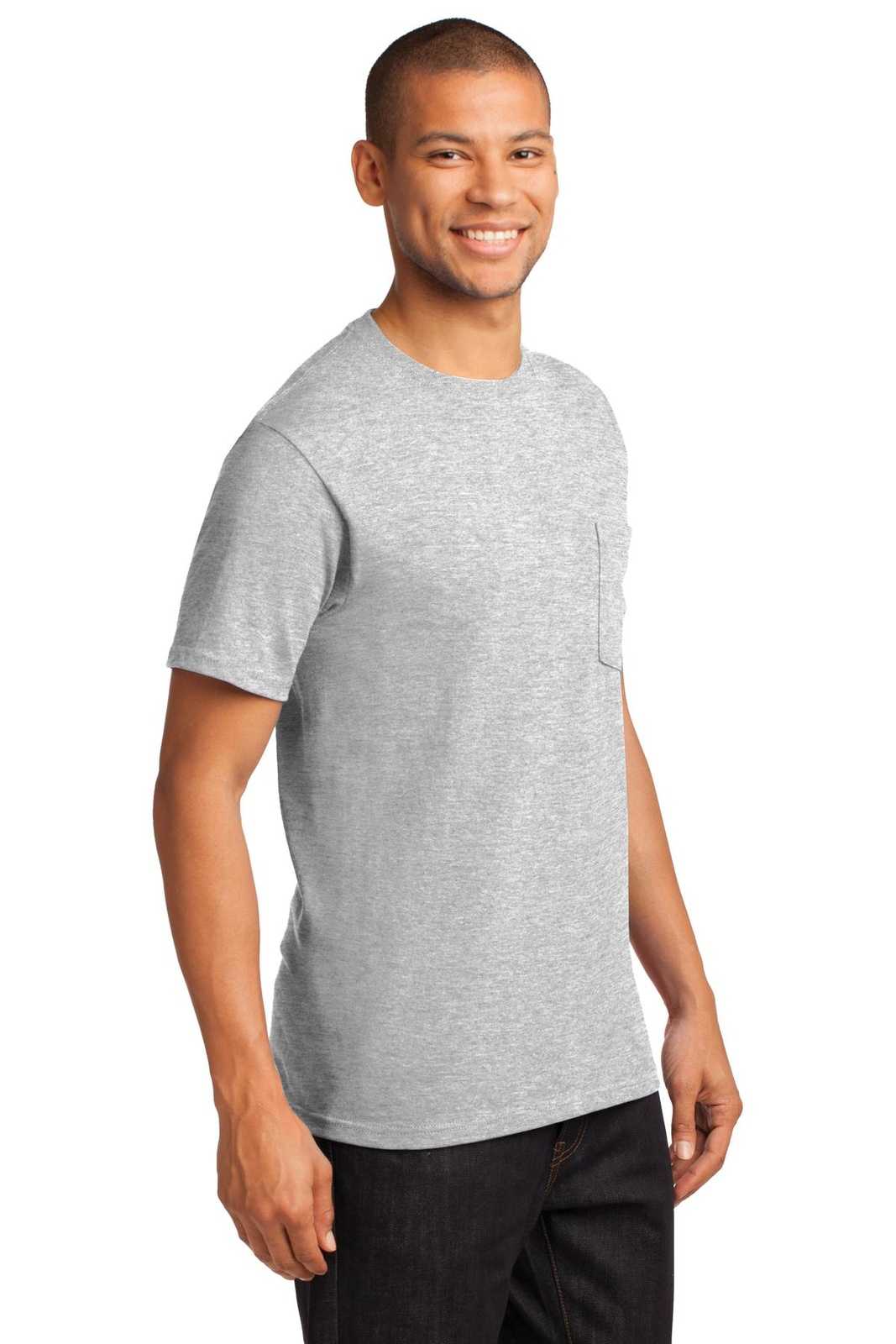 Port &amp; Company PC61P Essential Pocket Tee - Ash - HIT a Double - 4