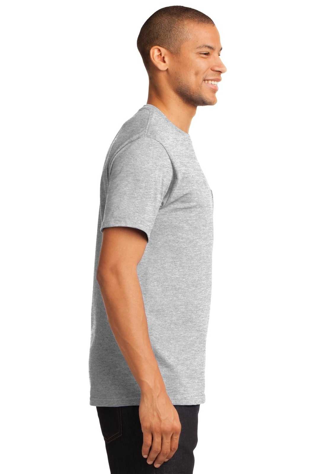 Port &amp; Company PC61P Essential Pocket Tee - Ash - HIT a Double - 3