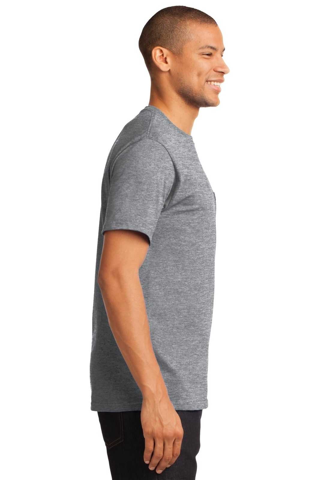 Port &amp; Company PC61P Essential Pocket Tee - Athletic Heather - HIT a Double - 3