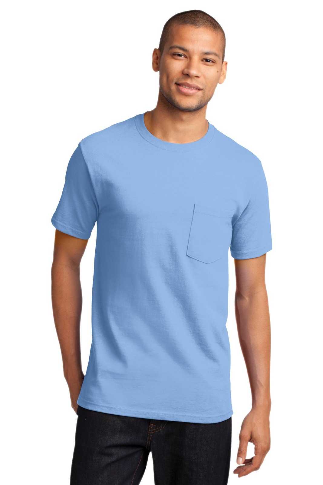 Port & Company PC61P Essential Pocket Tee - Light Blue - HIT a Double - 1