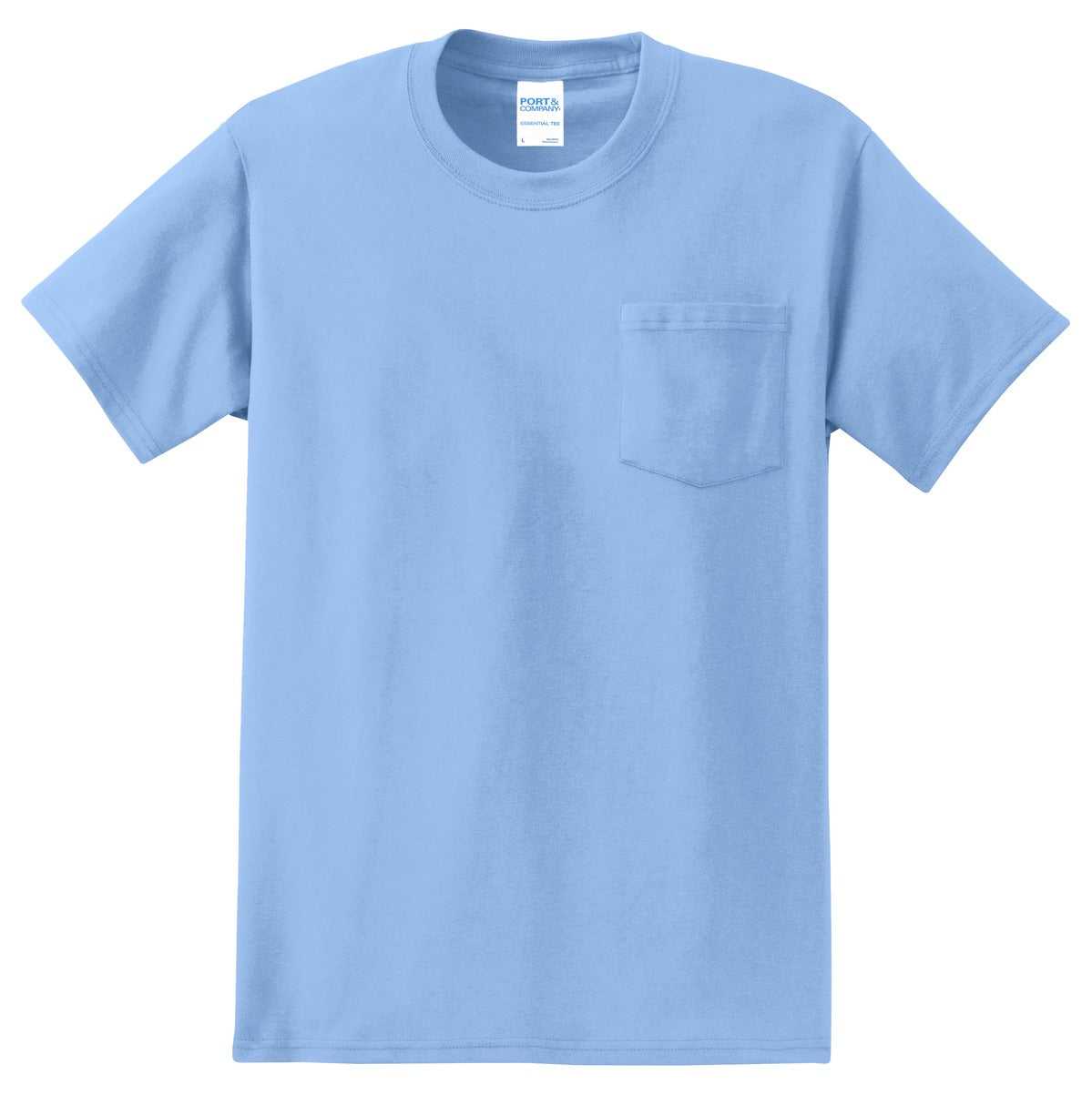 Port &amp; Company PC61P Essential Pocket Tee - Light Blue - HIT a Double - 5
