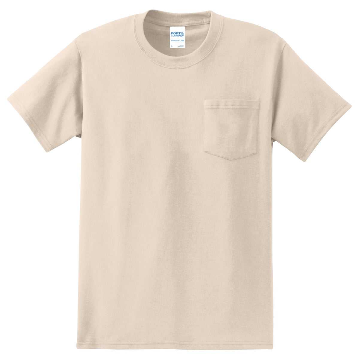 Port &amp; Company PC61P Essential Pocket Tee - Natural - HIT a Double - 5
