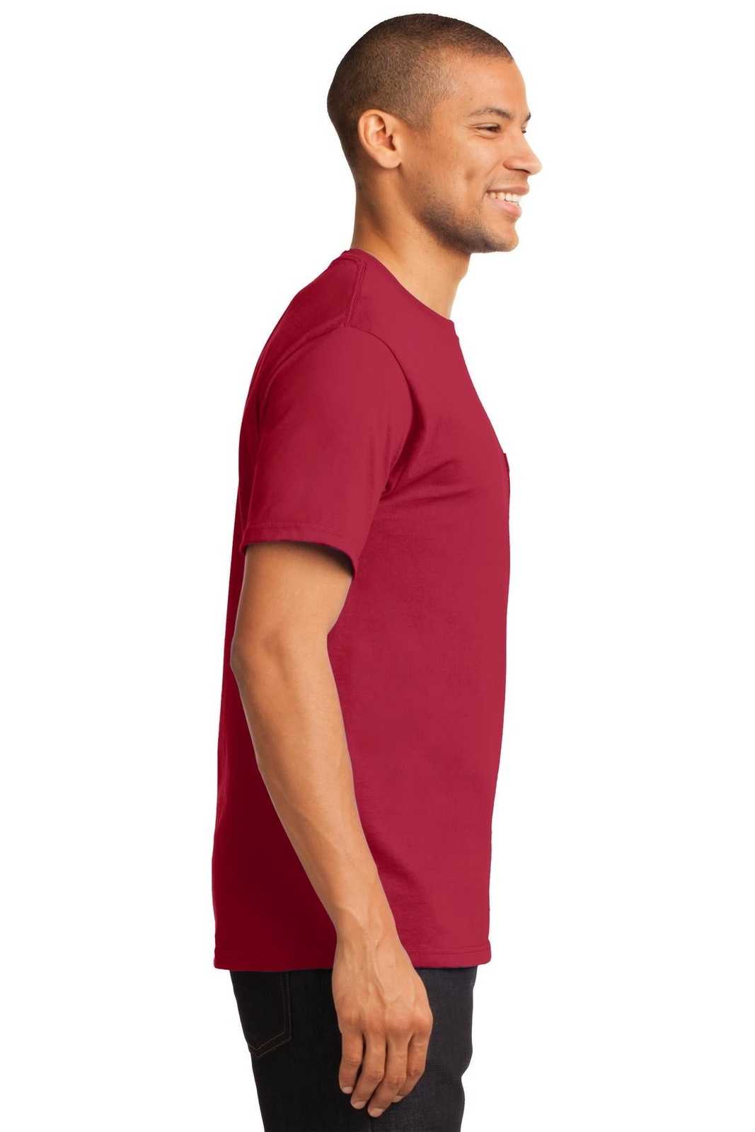 Port &amp; Company PC61P Essential Pocket Tee - Red - HIT a Double - 3