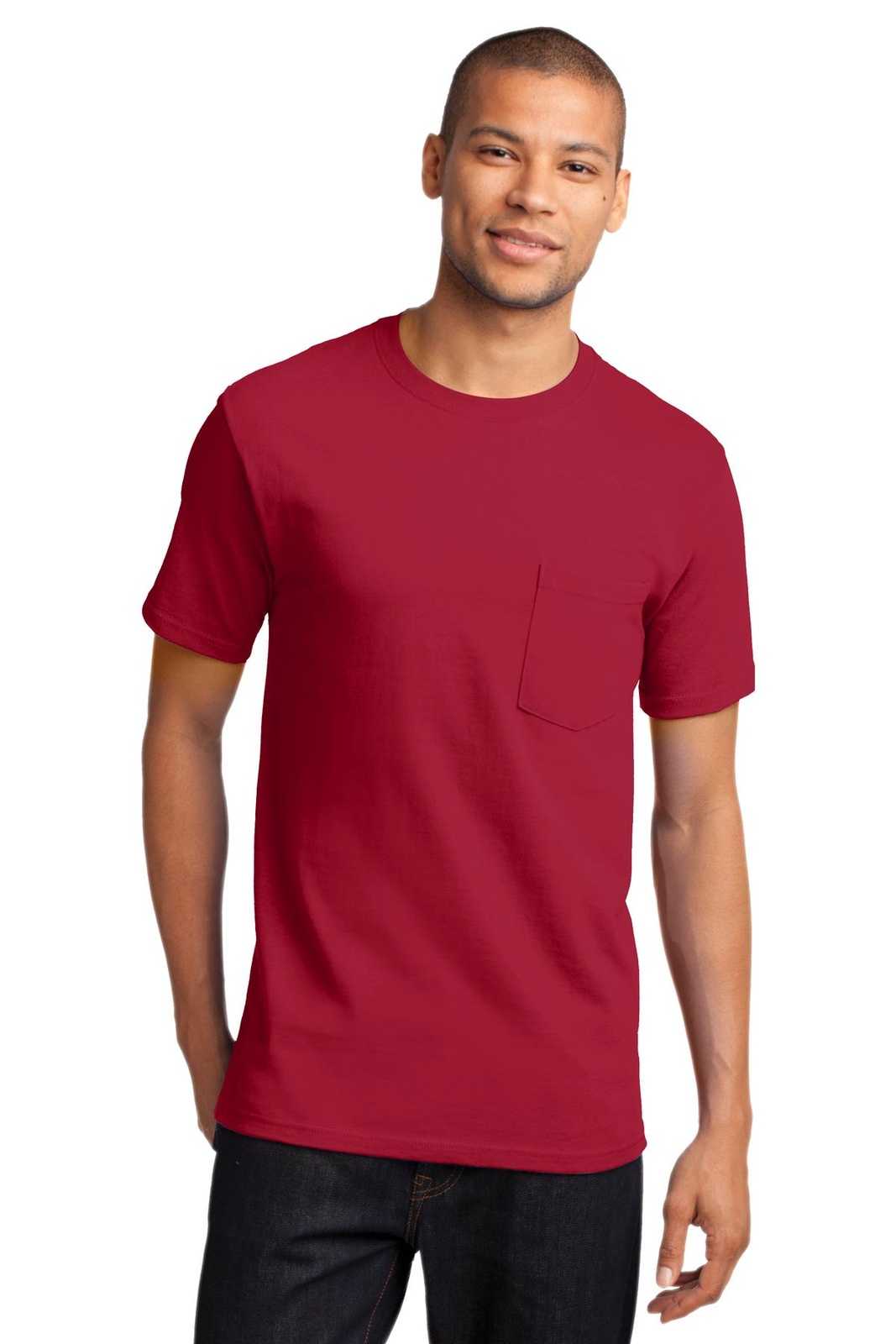 Port &amp; Company PC61P Essential Pocket Tee - Red - HIT a Double - 1