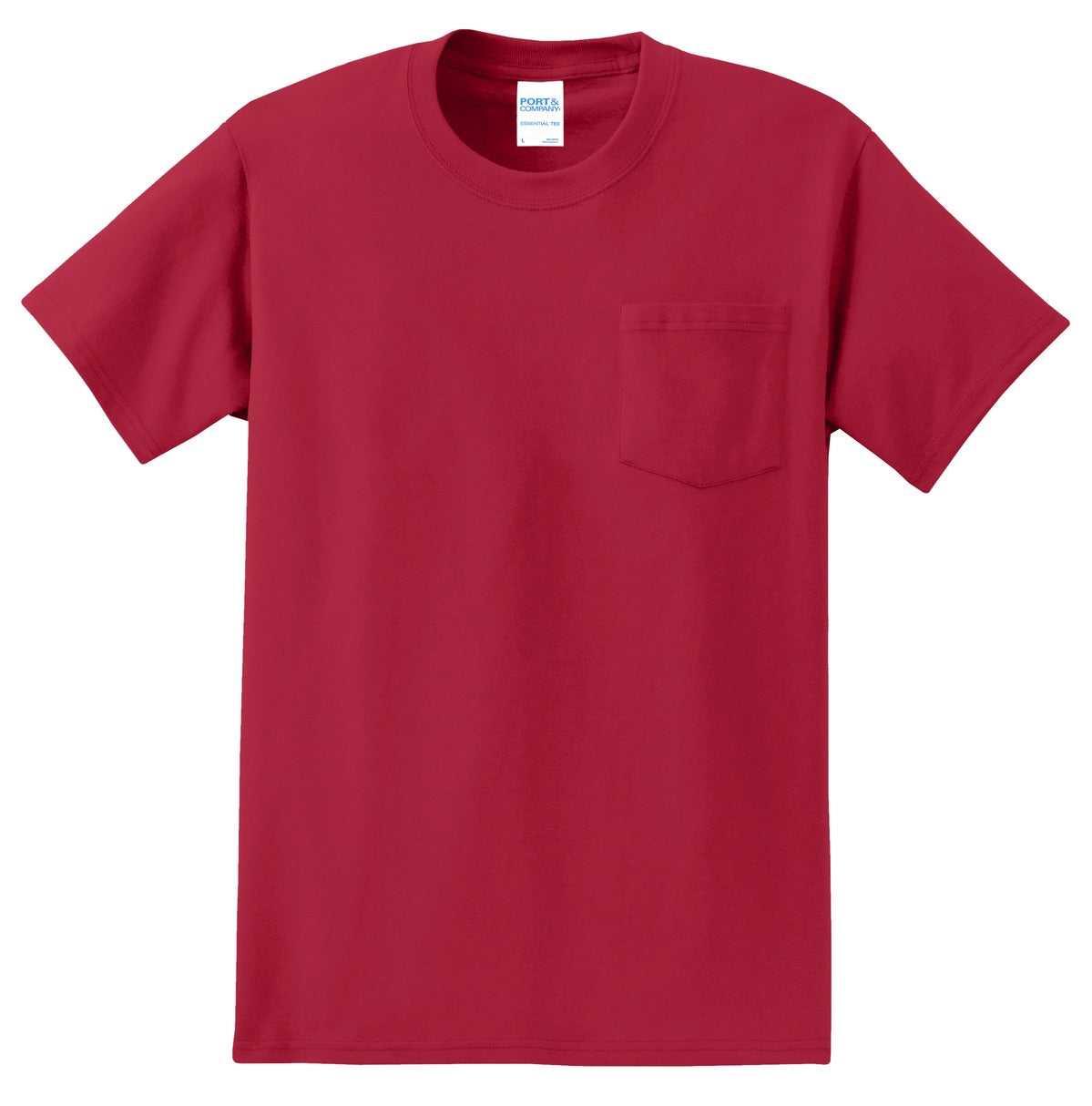 Port &amp; Company PC61P Essential Pocket Tee - Red - HIT a Double - 4