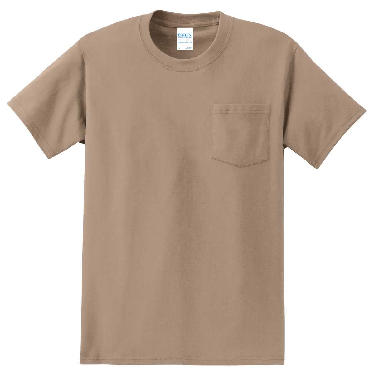 Port &amp; Company PC61P Essential Pocket Tee - Sand - HIT a Double - 5