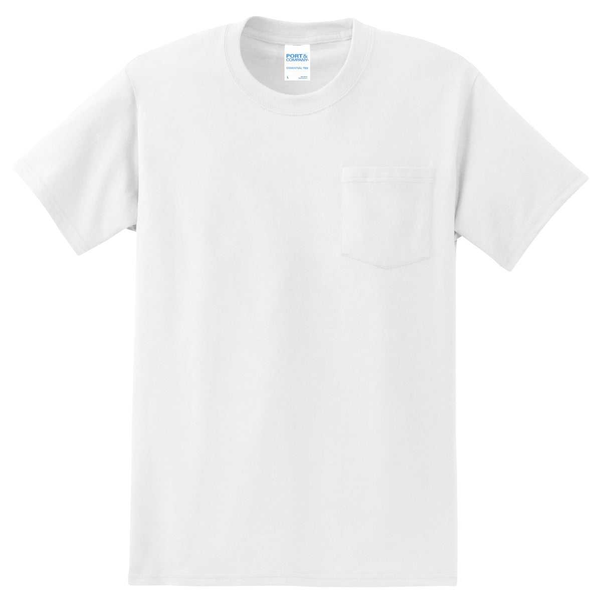 Port &amp; Company PC61P Essential Pocket Tee - White - HIT a Double - 5