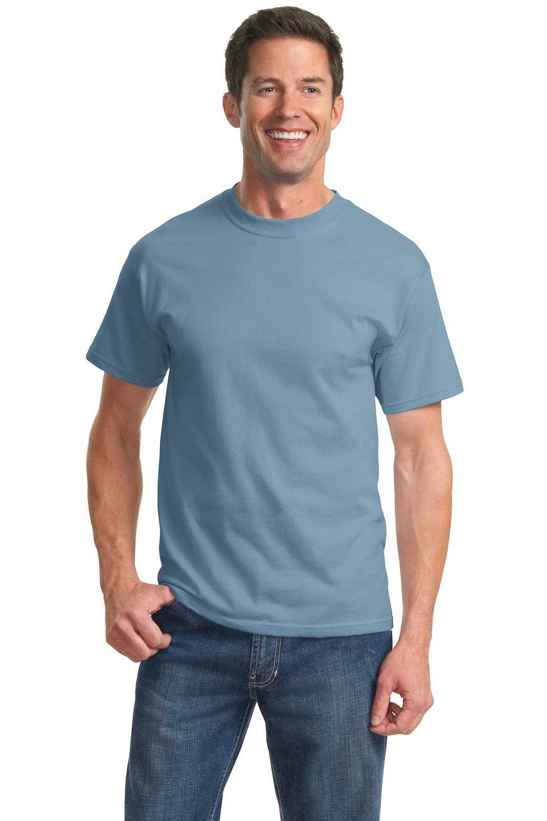 Port &amp; Company PC61T Tall Essential Tee - Stonewashed Blue - HIT a Double - 1